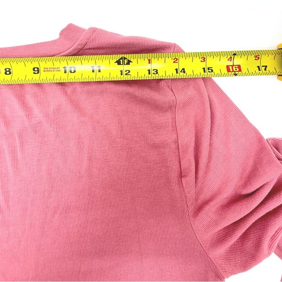 Loft Womens Ribbed Long Sleeve Tee Rose Pink Crew Neck Modal Blend Top Large - Picture 7 of 8
